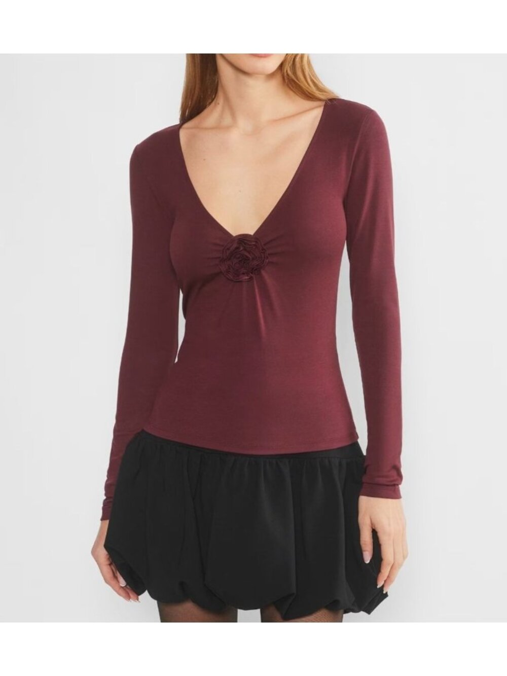 Wilfred Aritzia Bloom Long Sleeve Top sz L Rosette Maroon / Burgundy